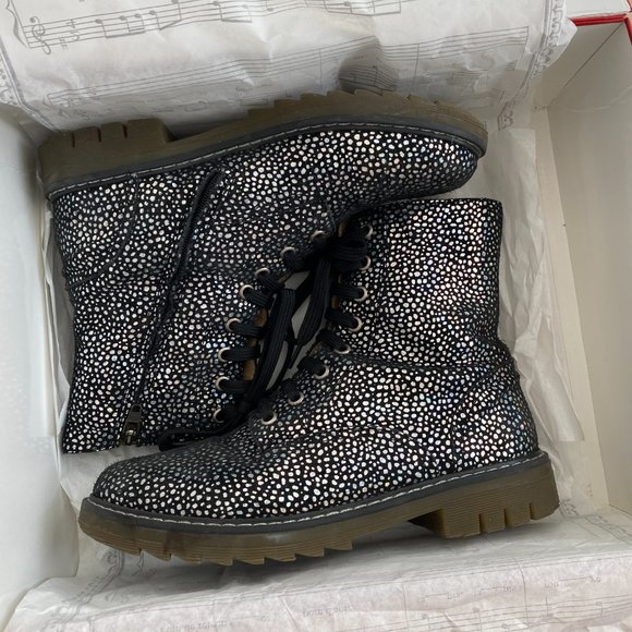 ** KIDS ** Pom D'Api "Sid Ranger" Silver Polka Dot Suede Boots, size 35 - Picture 5 of 16